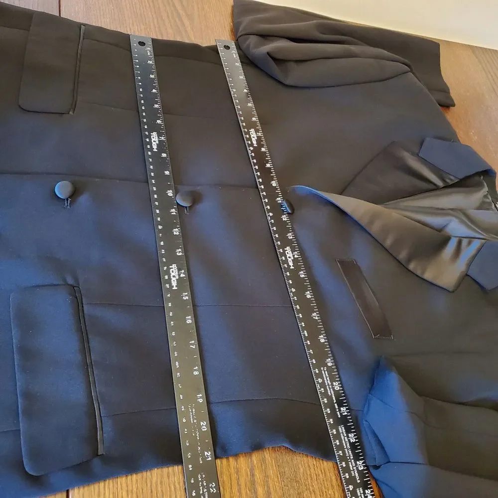 Vittorio St. Angelo Milan Men's Black Tuxedo Blazer Jacket Formal 46R Satin Trim - Picture 6 of 16